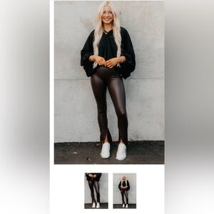 Spanx Brown Faux Leather Pants Flared Bell Bottom